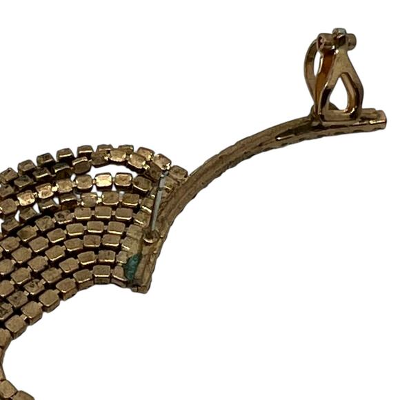 Vintage Rhinestone Tassel Ear Cuff - Gold Tone Aurora Borealis Crystal Earring - Picture 8 of 10